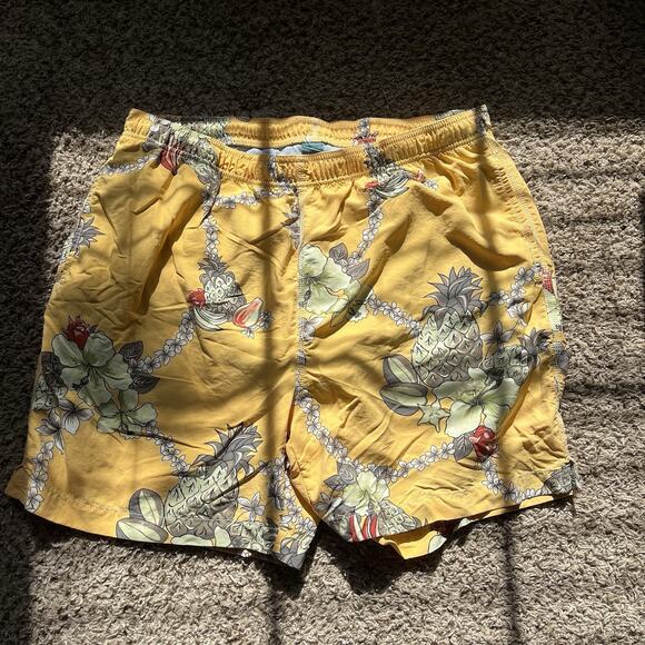 Tommy Bahama Relax Shorts Mens L Orange Green Palm Tropical Swim Trunks Mesh - Picture 1 of 9